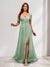 A-Line Cold Shoulder Split Side Ruched Floor-Length Chiffon Bridesmaid Dresses