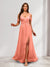 A-Line Cold Shoulder Split Side Ruched Floor-Length Chiffon Bridesmaid Dresses