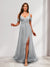 A-Line Cold Shoulder Split Side Ruched Floor-Length Chiffon Bridesmaid Dresses