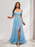 A-Line Cold Shoulder Split Side Ruched Floor-Length Chiffon Bridesmaid Dresses