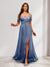 A-Line Cold Shoulder Split Side Ruched Floor-Length Chiffon Bridesmaid Dresses