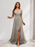 A-Line Cold Shoulder Split Side Ruched Floor-Length Chiffon Bridesmaid Dresses