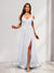 A-Line Cold Shoulder Split Side Ruched Floor-Length Chiffon Bridesmaid Dresses