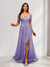 A-Line Cold Shoulder Split Side Ruched Floor-Length Chiffon Bridesmaid Dresses