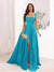 A-Line Square Neck Split Side Floor Length Bridesmaid Dresses