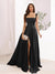 A-Line Square Neck Split Side Floor Length Bridesmaid Dresses