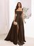 A-Line Square Neck Split Side Floor Length Bridesmaid Dresses