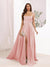 A-Line Square Neck Split Side Floor Length Bridesmaid Dresses