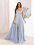 A-Line Square Neck Split Side Floor Length Bridesmaid Dresses