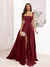 A-Line Square Neck Split Side Floor Length Bridesmaid Dresses