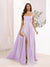 A-Line Square Neck Split Side Floor Length Bridesmaid Dresses