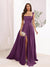 A-Line Square Neck Split Side Floor Length Bridesmaid Dresses