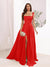 A-Line Square Neck Split Side Floor Length Bridesmaid Dresses