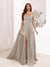 A-Line Square Neck Split Side Floor Length Bridesmaid Dresses