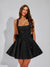 A-Line Square Neck Sequin Short Homecoming Dresses with Bow