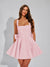 A-Line Square Neck Sequin Short Homecoming Dresses with Bow
