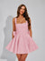 A-Line Square Neck Sequin Short Homecoming Dresses with Bow