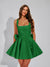 A-Line Square Neck Sequin Short Homecoming Dresses with Bow