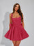 A-Line Square Neck Sequin Short Homecoming Dresses with Bow
