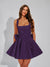 A-Line Square Neck Sequin Short Homecoming Dresses with Bow
