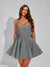 A-Line Square Neck Sequin Short Homecoming Dresses with Bow