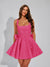 A-Line Square Neck Sequin Short Homecoming Dresses with Bow