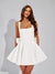 A-Line Square Neck Sequin Short Homecoming Dresses with Bow
