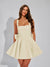 A-Line Square Neck Sequin Short Homecoming Dresses with Bow