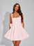 A-Line Square Neck Sequin Short Homecoming Dresses with Bow