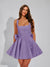 A-Line Square Neck Sequin Short Homecoming Dresses with Bow