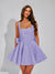 A-Line Square Neck Sequin Short Homecoming Dresses with Bow
