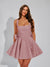 A-Line Square Neck Sequin Short Homecoming Dresses with Bow