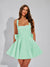 A-Line Square Neck Sequin Short Homecoming Dresses with Bow