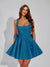 A-Line Square Neck Sequin Short Homecoming Dresses with Bow