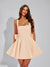 A-Line Square Neck Sequin Short Homecoming Dresses with Bow