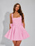 A-Line Square Neck Sequin Short Homecoming Dresses with Bow