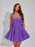 A-Line Square Neck Sequin Short Homecoming Dresses with Bow