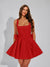 A-Line Square Neck Sequin Short Homecoming Dresses with Bow