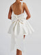 A-Line Square Neck Pleated Short Homecoming Dresses with Bow