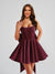 A-Line Square Neck Pleated Short Homecoming Dresses with Bow