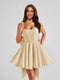 A-Line Square Neck Pleated Short Homecoming Dresses with Bow