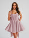 A-Line Square Neck Pleated Short Homecoming Dresses with Bow