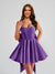 A-Line Square Neck Pleated Short Homecoming Dresses with Bow