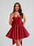 A-Line Square Neck Pleated Short Homecoming Dresses with Bow