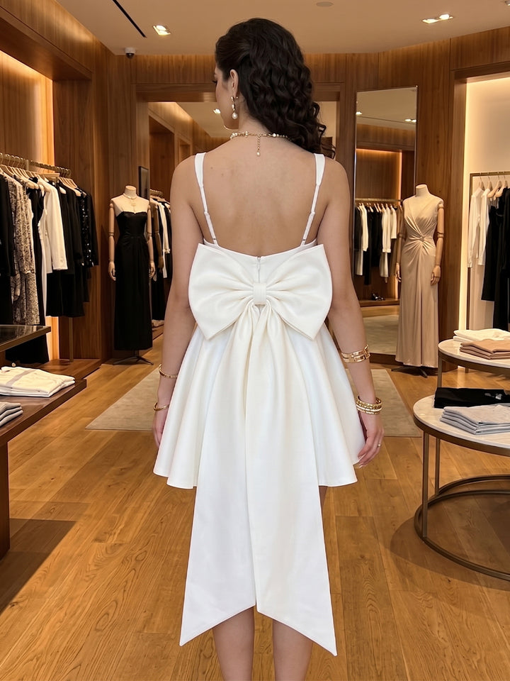 A-Line/Princess Square Neck Sleeveless Short/Mini Homecoming Dresses With Bowknot &amp; Pleats