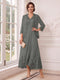 A-Line/Princess V-Neck 3/4 Sleeves Ankle-Length Mother of the Bride Dresses with Jacket & Applique