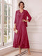 A-Line/Princess V-Neck 3/4 Sleeves Ankle-Length Mother of the Bride Dresses with Jacket & Applique