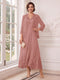 A-Line/Princess V-Neck 3/4 Sleeves Ankle-Length Mother of the Bride Dresses with Jacket & Applique