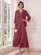 A-Line/Princess V-Neck 3/4 Sleeves Ankle-Length Mother of the Bride Dresses with Jacket & Applique