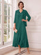 A-Line/Princess V-Neck 3/4 Sleeves Ankle-Length Mother of the Bride Dresses with Jacket & Applique